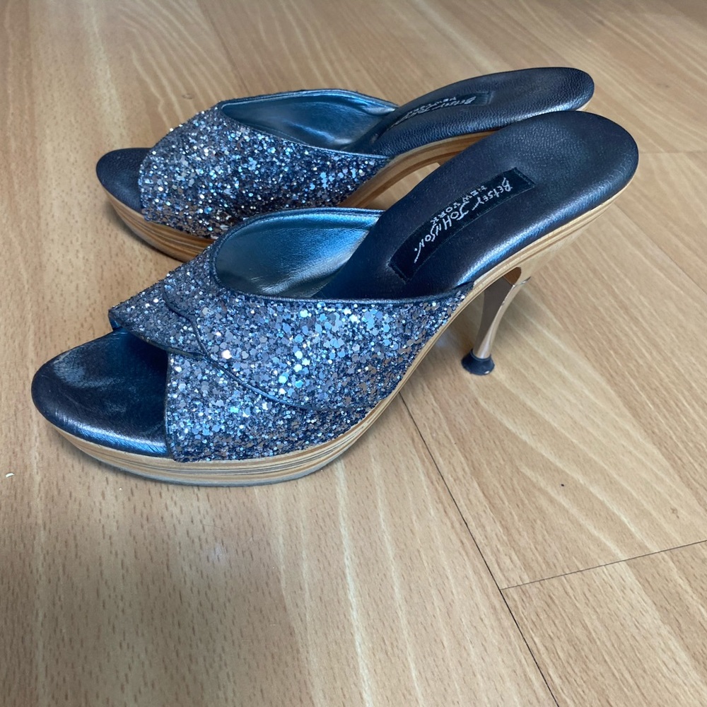 Betsey Johnson Polly Pumps - Glitter Mules